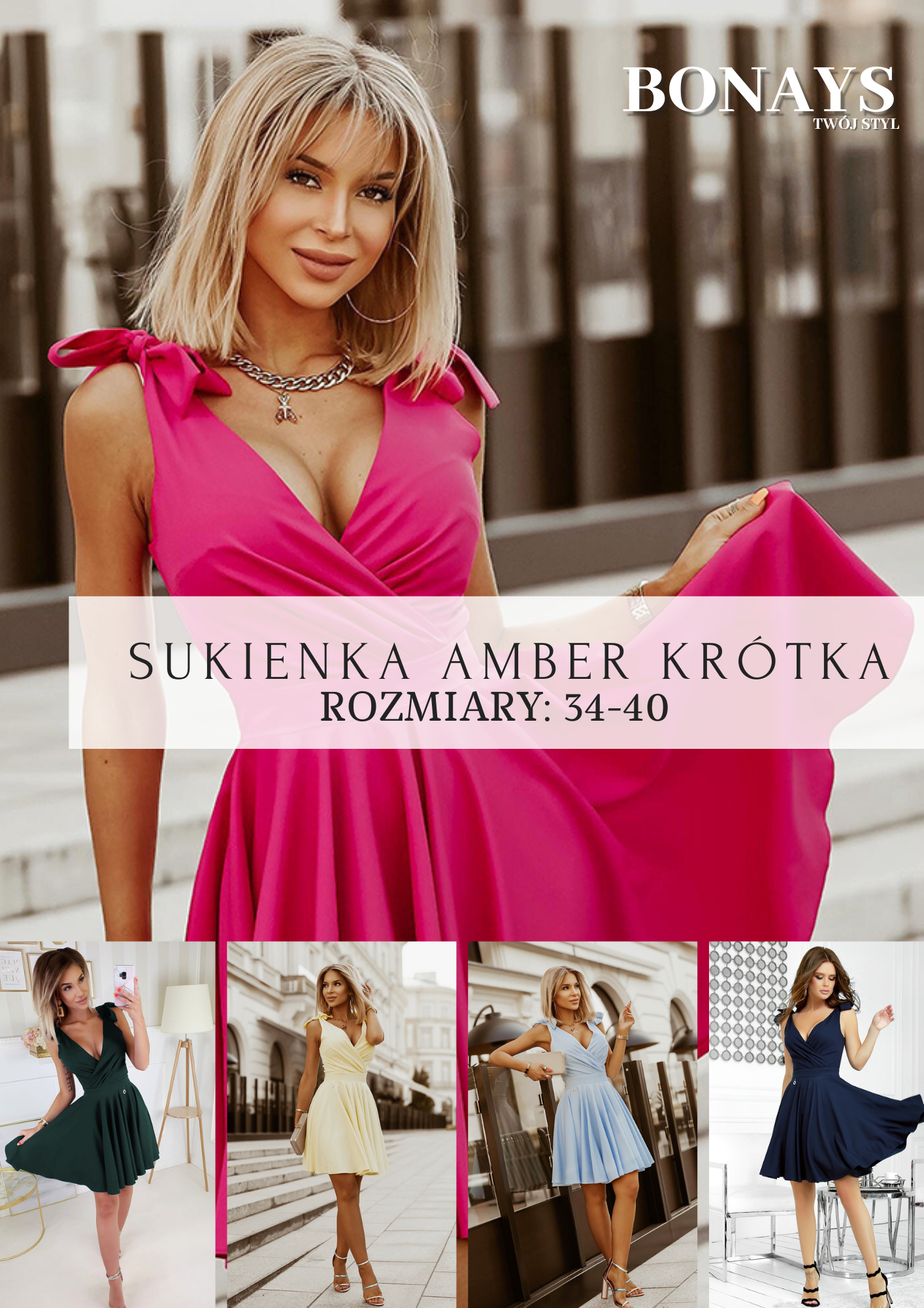 rozkloszowana sukienka z kokardą